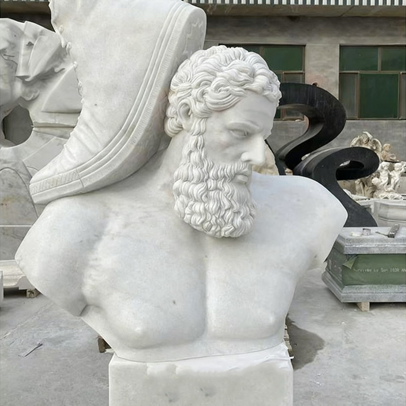 等身大の白い大理石の人間の彫刻、手彫り