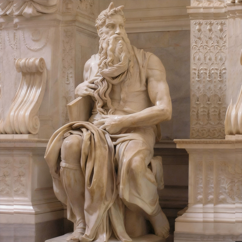 古典的な大理石の人間の彫刻の坐像