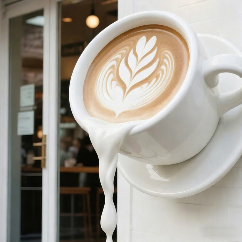 グラスファイバー製フローティングコーヒーカップ装飾彫刻