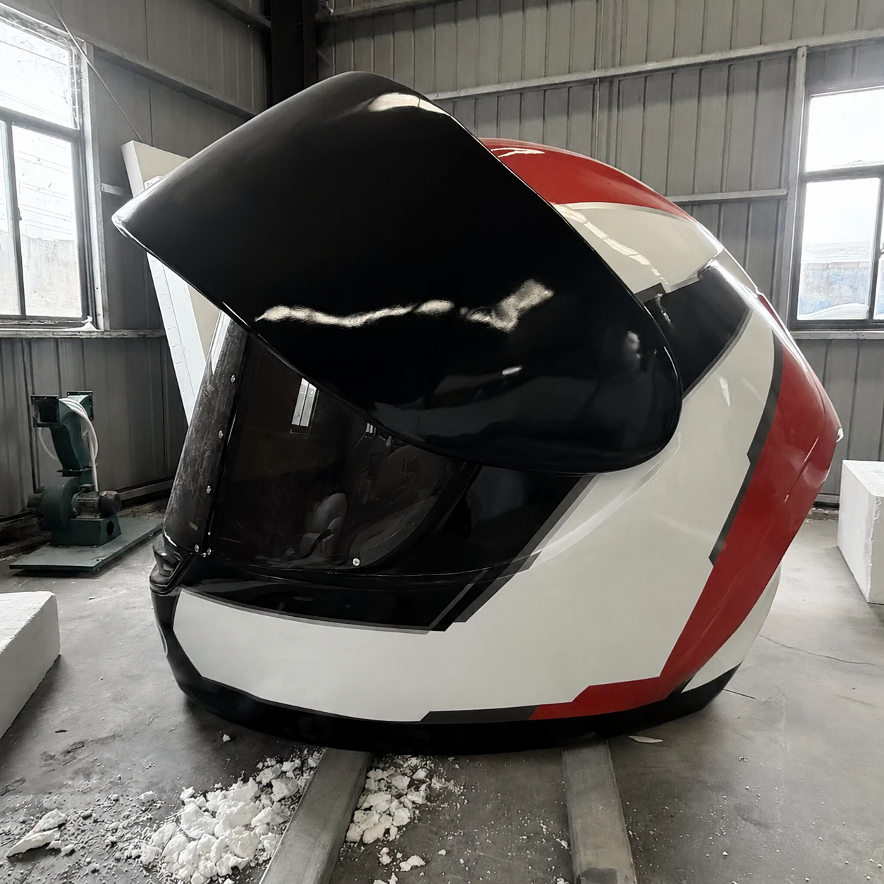 巨大な樹脂製オートバイ ヘルメットの彫刻はどのように作られるのか、そして誰が大規模に作っているのでしょうか?